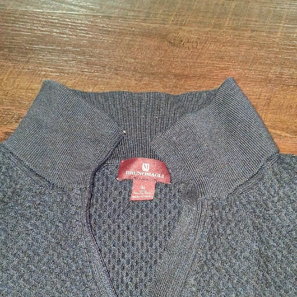Bruno Magli Black/Merino Wool Sweater with Brown Label